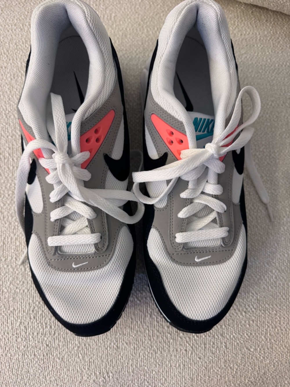Nike Women’s Air Max Correlate Sneakers in White/New Green/Bright Mango/Black - Picture 5 of 8
